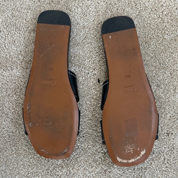 Chloe Black Leather Slide Sandals - Picture 6 of 13